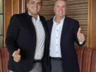 De izquierda a derecha en la fotografía el Alcalde de Belacazár Fabio Andrés Ramirez Giraldo y El presidente de Fundagan Carllos Alonso Luque Barriga.